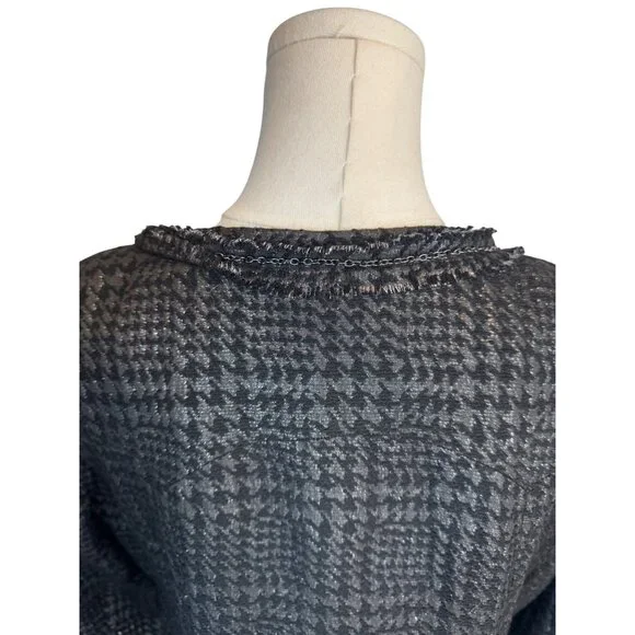 Zara Basic XL Houndstooth Wool Blend Detail Jacket - Picture 9 of 10